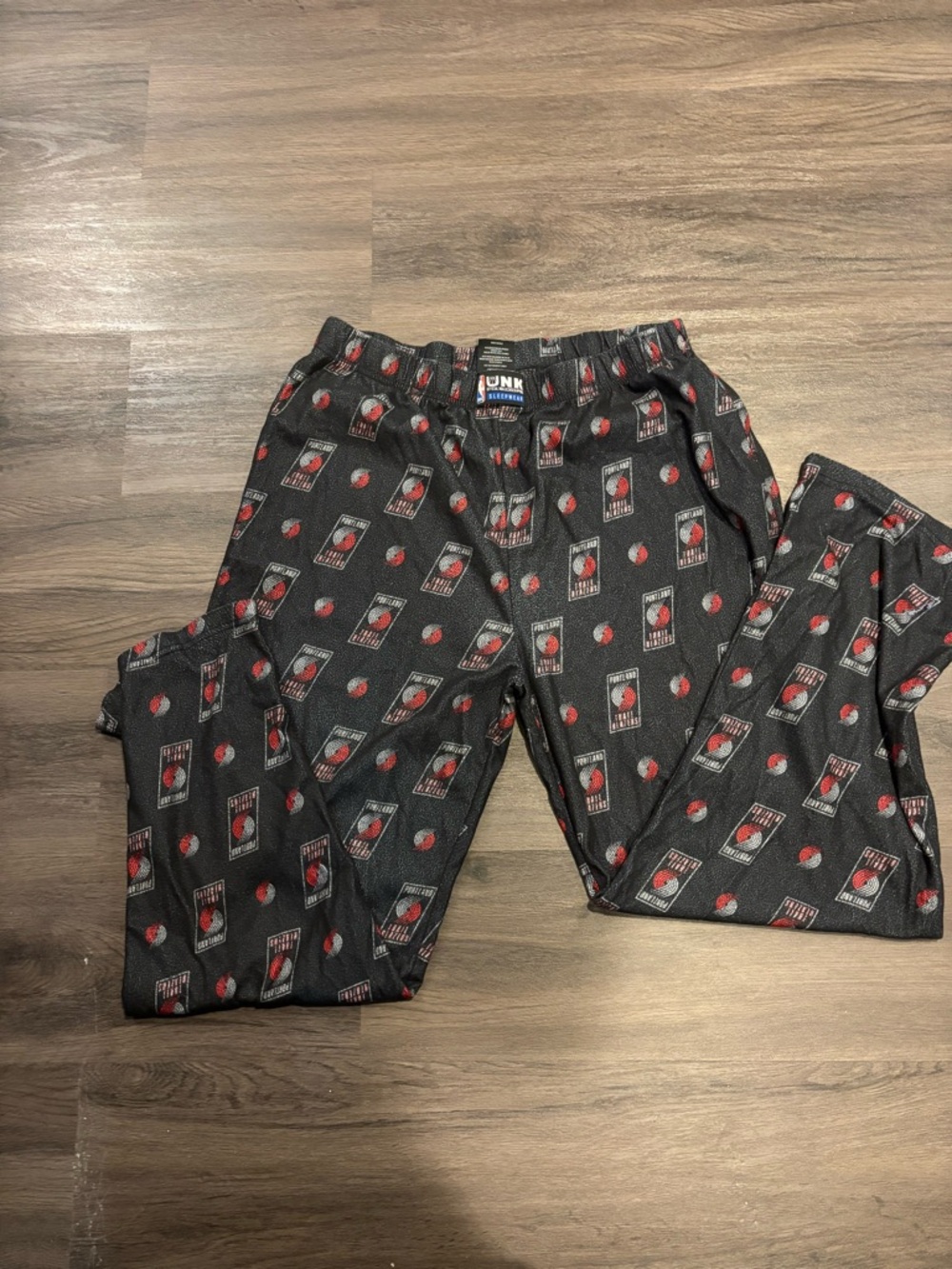 Portland Blazers Unk Black Sweatpants with Red Basketball Print